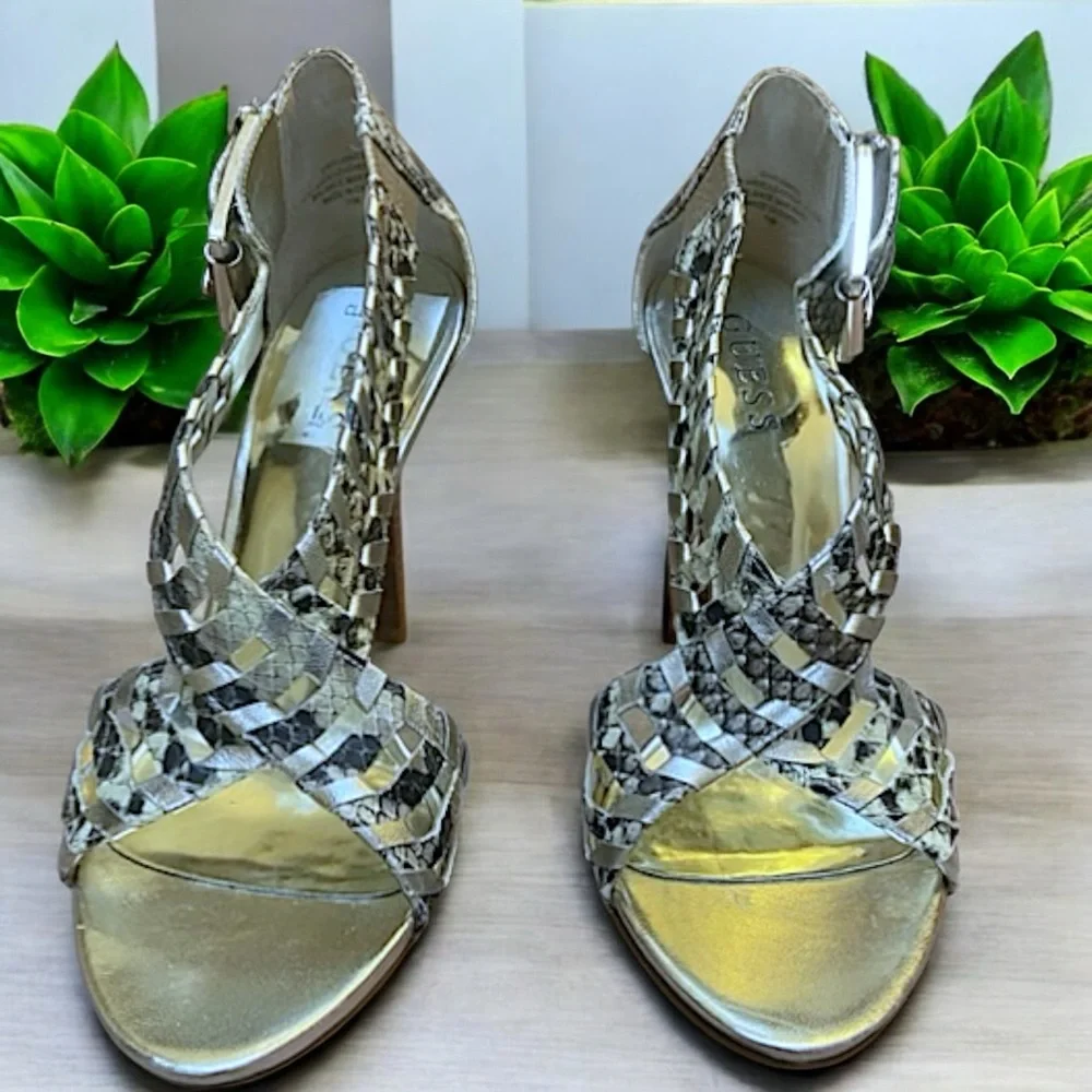 Guess Women’s Rianne Python Print Sandals - Picture 3 of 16